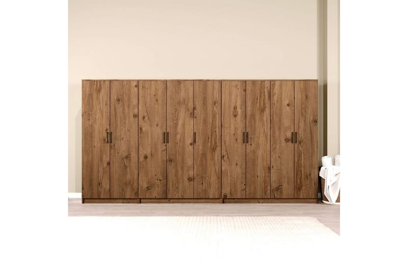 Olera Hjørnegarderobe 340x180 cm - Natur - Opbevaring - Tøjopbevaring - Garderobeskabe