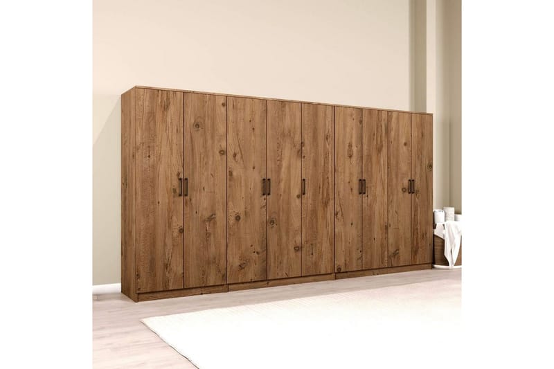 Olera Hjørnegarderobe 340x180 cm - Natur - Opbevaring - Tøjopbevaring - Garderobeskabe - Garderobeskab & klædeskab