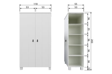 Ollerz Garderobeskab 111 cm i Malet Træ - Hvid - Opbevaring - Tøjopbevaring - Garderobeskabe