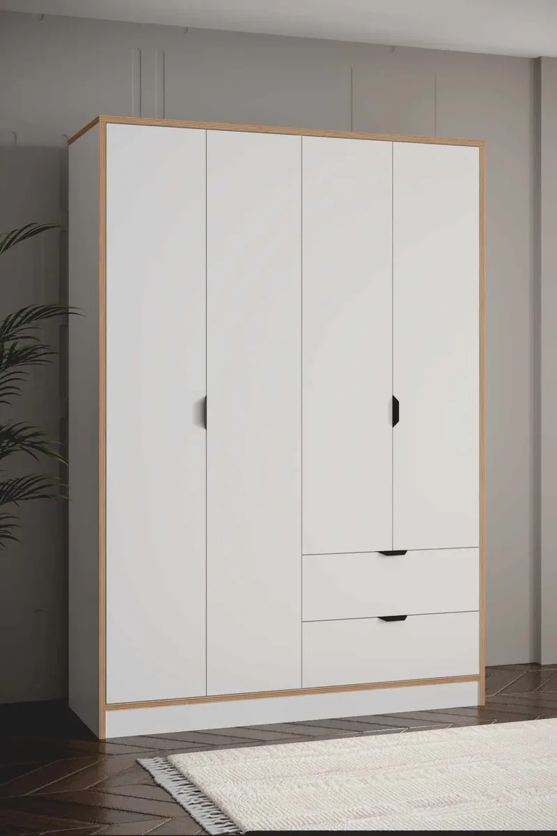 Olyros garderobe 145x182 cm - Hvid - Opbevaring - Tøjopbevaring - Garderobeskabe - Garderobeskab & klædeskab