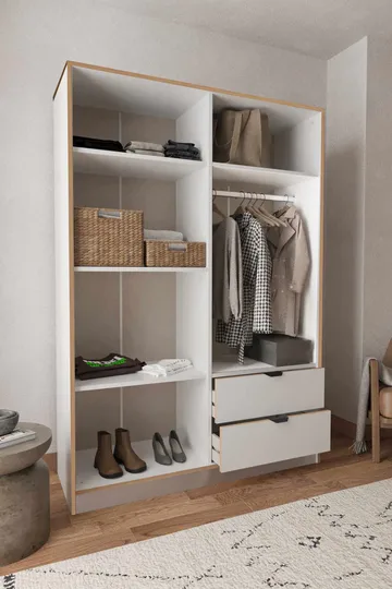 Olyros garderobe 145x182 cm - Hvid - Opbevaring - Tøjopbevaring - Garderobeskabe - Garderobeskab & klædeskab