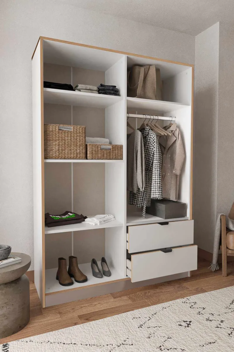 Olyros garderobe 145x182 cm - Hvid - Opbevaring - Tøjopbevaring - Garderobeskabe - Garderobeskab & klædeskab