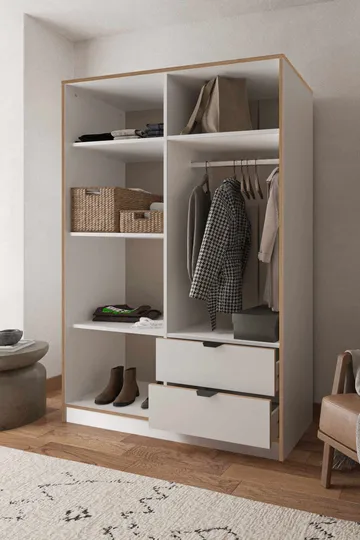 Olyros garderobe 145x182 cm - Hvid - Opbevaring - Tøjopbevaring - Garderobeskabe - Garderobeskab & klædeskab