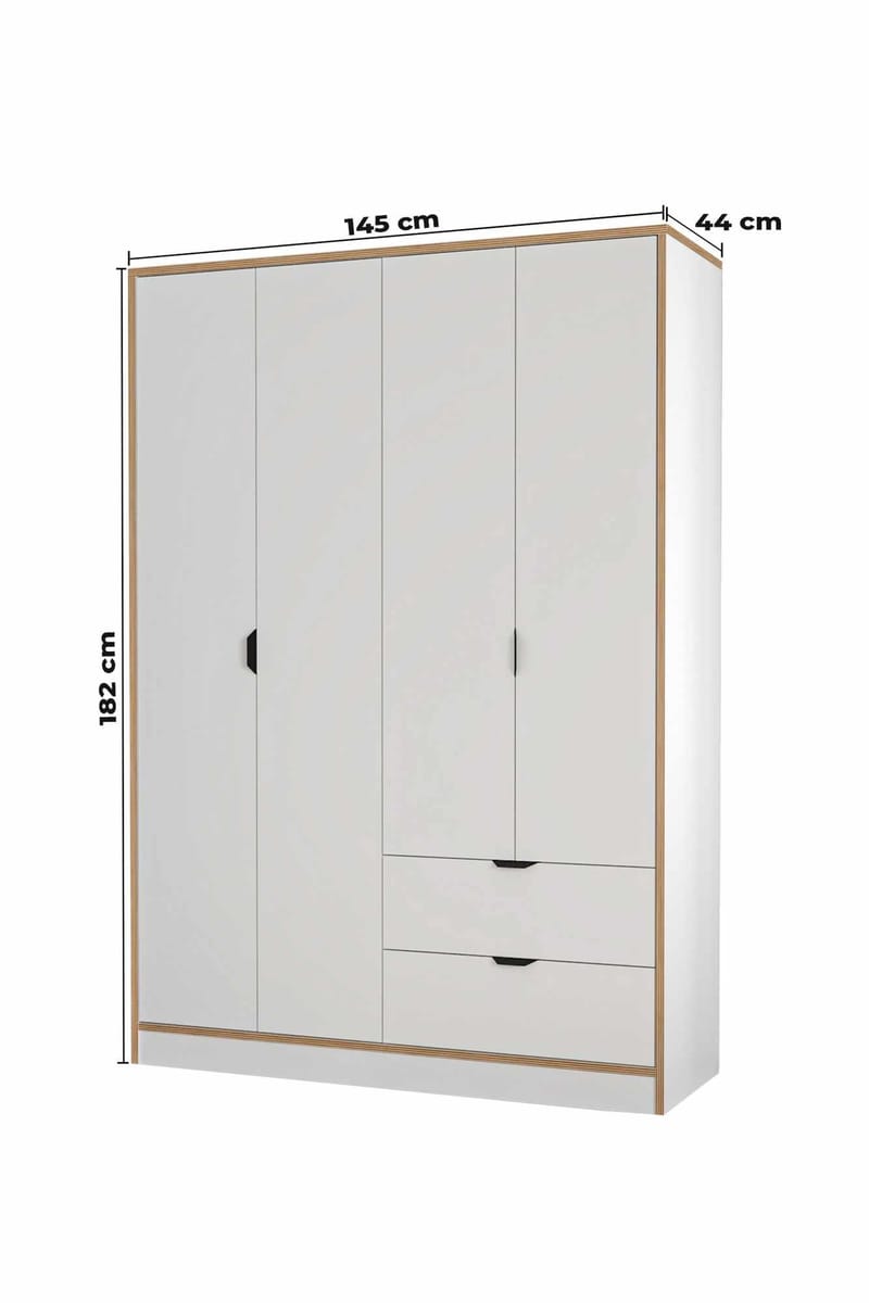 Olyros garderobe 145x182 cm - Hvid - Opbevaring - Tøjopbevaring - Garderobeskabe - Garderobeskab & klædeskab