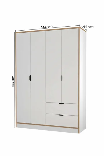Olyros garderobe 145x182 cm - Hvid - Opbevaring - Tøjopbevaring - Garderobeskabe - Garderobeskab & klædeskab