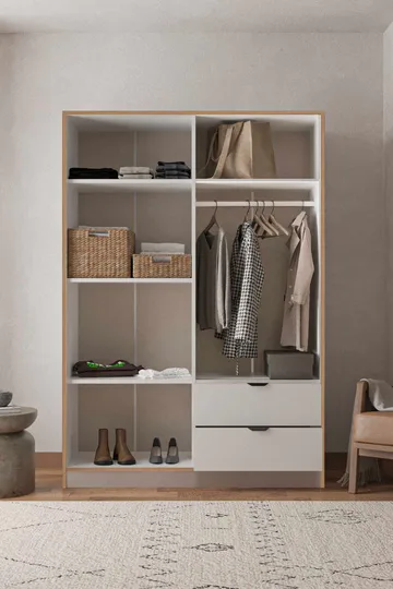 Olyros garderobe 145x182 cm - Hvid - Opbevaring - Tøjopbevaring - Garderobeskabe - Garderobeskab & klædeskab