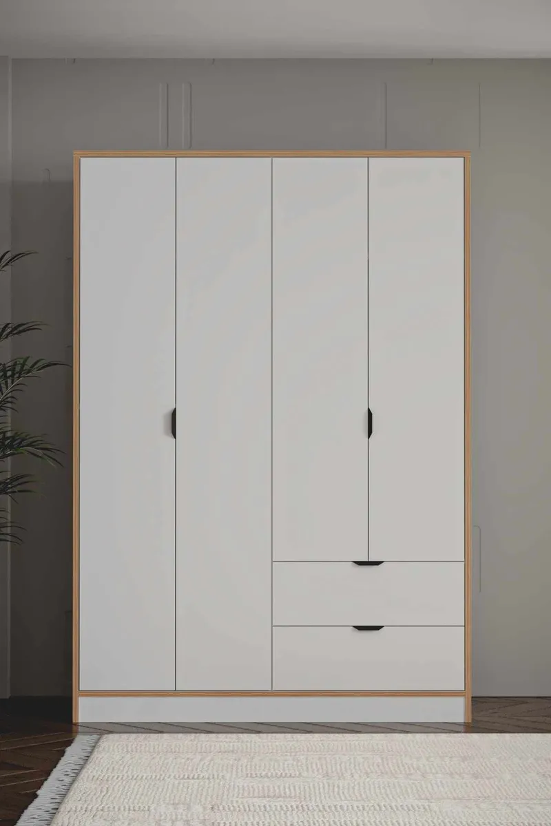 Olyros garderobe 145x182 cm - Hvid - Opbevaring - Tøjopbevaring - Garderobeskabe - Garderobeskab & klædeskab