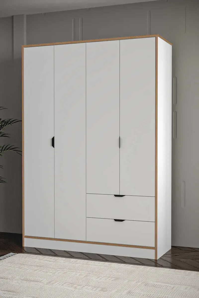 Olyros garderobe 145x182 cm - Hvid - Opbevaring - Tøjopbevaring - Garderobeskabe - Garderobeskab & klædeskab