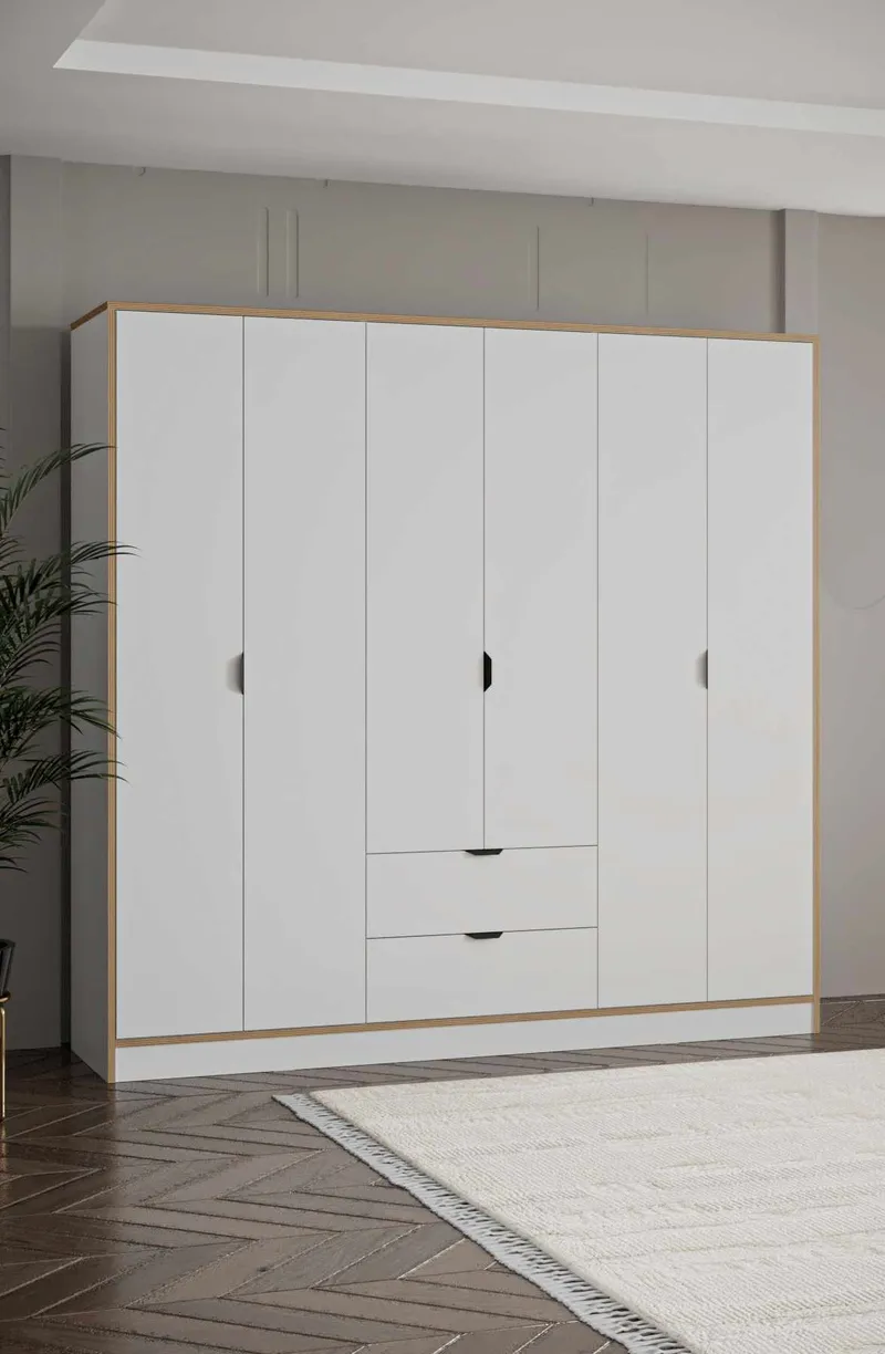 Olyros garderobe 190x182 cm - Hvid - Opbevaring - Tøjopbevaring - Garderobeskabe - Garderobeskab & klædeskab