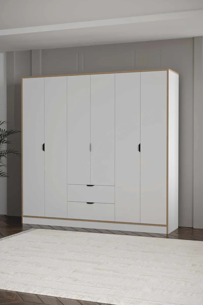 Olyros garderobe 190x182 cm - Hvid - Opbevaring - Tøjopbevaring - Garderobeskabe - Garderobeskab & klædeskab