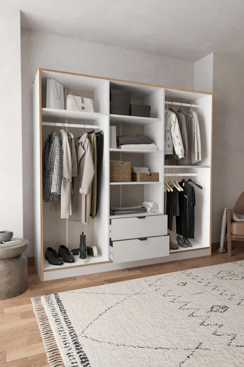 Olyros garderobe 190x182 cm - Hvid - Opbevaring - Tøjopbevaring - Garderobeskabe - Garderobeskab & klædeskab