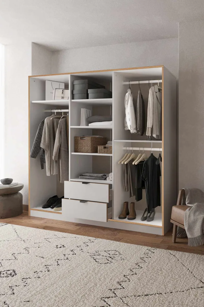 Olyros garderobe 190x182 cm - Hvid - Opbevaring - Tøjopbevaring - Garderobeskabe - Garderobeskab & klædeskab