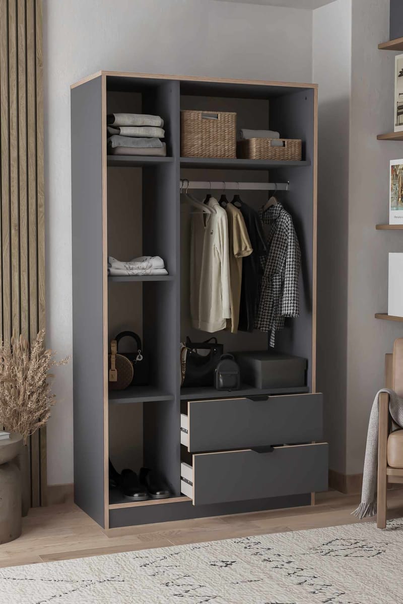 Olyros garderobe 97x182 cm - Antracit - Opbevaring - Tøjopbevaring - Garderobeskabe - Garderobeskab & klædeskab