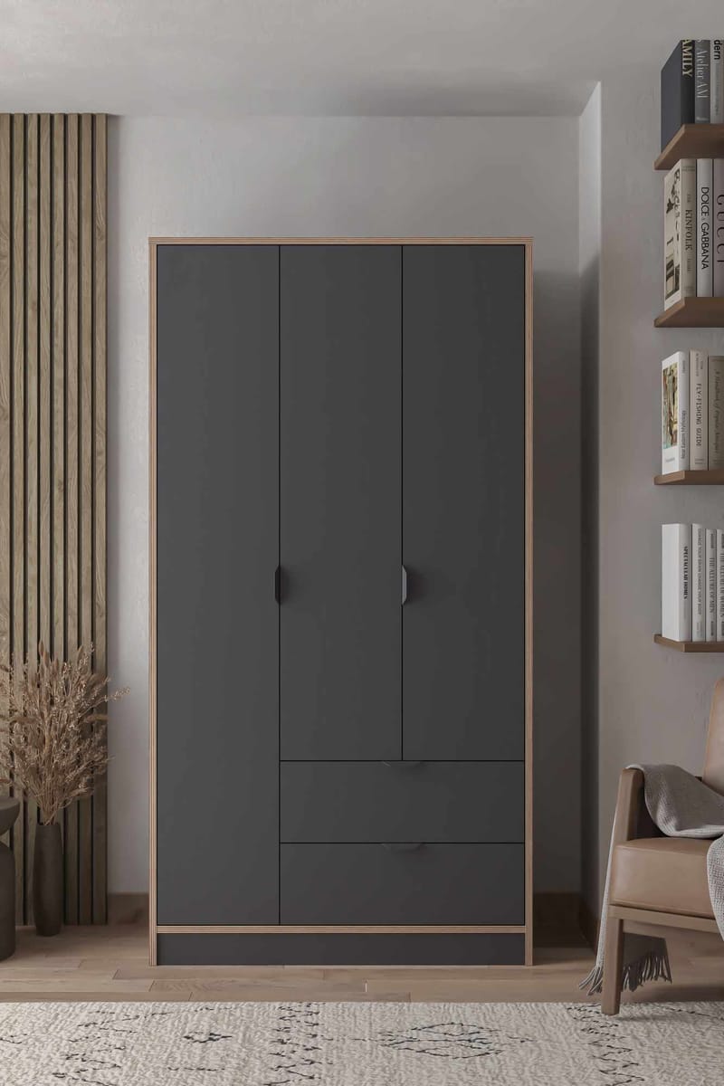 Olyros garderobe 97x182 cm - Antracit - Opbevaring - Tøjopbevaring - Garderobeskabe - Garderobeskab & klædeskab