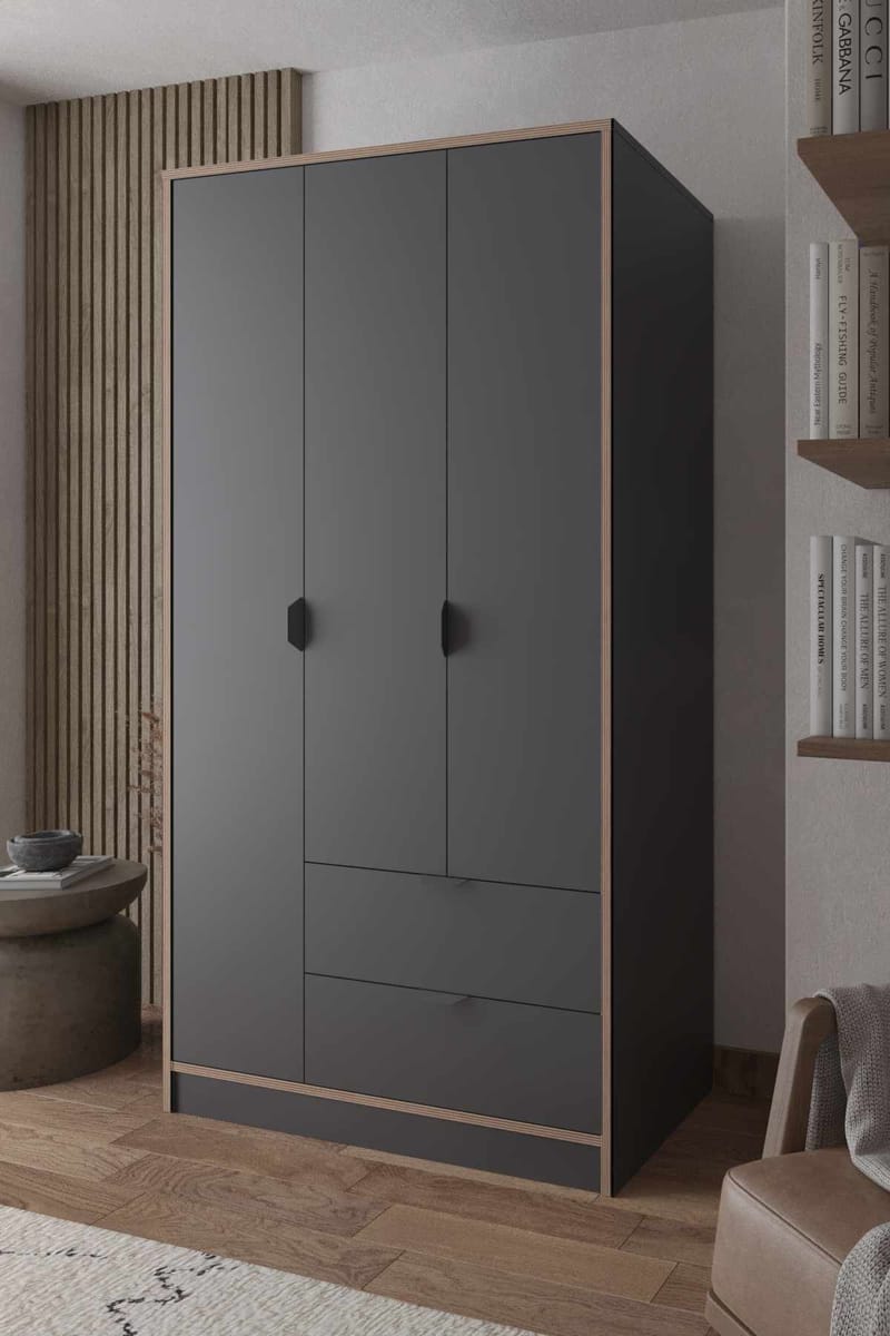Olyros garderobe 97x182 cm - Antracit - Opbevaring - Tøjopbevaring - Garderobeskabe - Garderobeskab & klædeskab