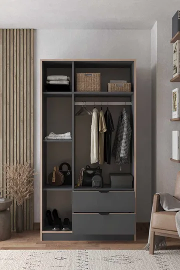 Olyros garderobe 97x182 cm - Antracit - Opbevaring - Tøjopbevaring - Garderobeskabe - Garderobeskab & klædeskab