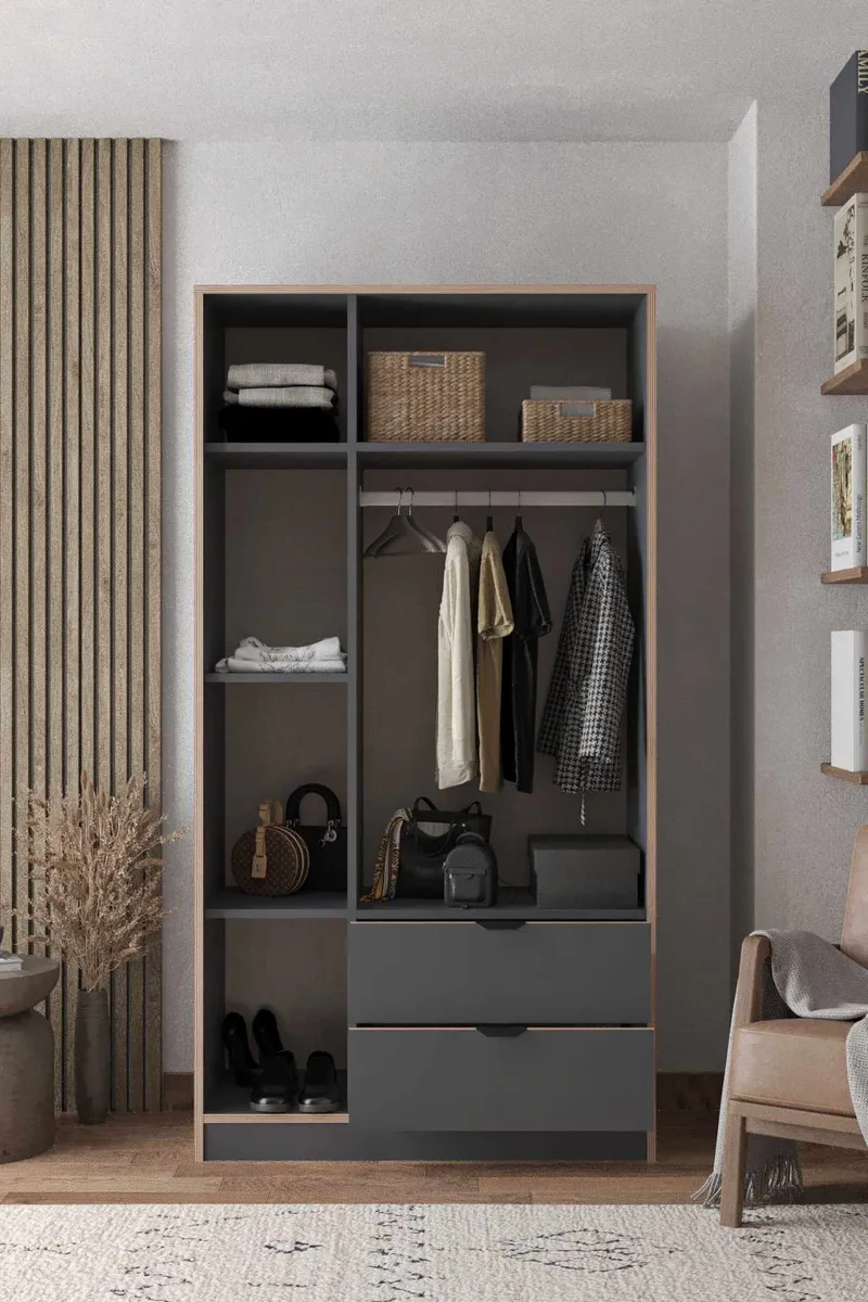 Olyros garderobe 97x182 cm - Antracit - Opbevaring - Tøjopbevaring - Garderobeskabe - Garderobeskab & klædeskab