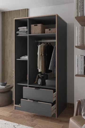 Olyros garderobe 97x182 cm - Antracit - Opbevaring - Tøjopbevaring - Garderobeskabe - Garderobeskab & klædeskab