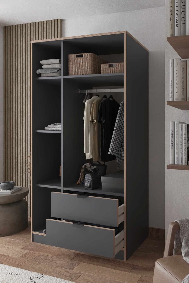 Olyros garderobe 97x182 cm - Antracit - Opbevaring - Tøjopbevaring - Garderobeskabe - Garderobeskab & klædeskab