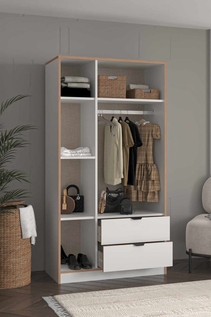 Olyros garderobe 97x182 cm - Hvid - Opbevaring - Tøjopbevaring - Garderobeskabe - Garderobeskab & klædeskab