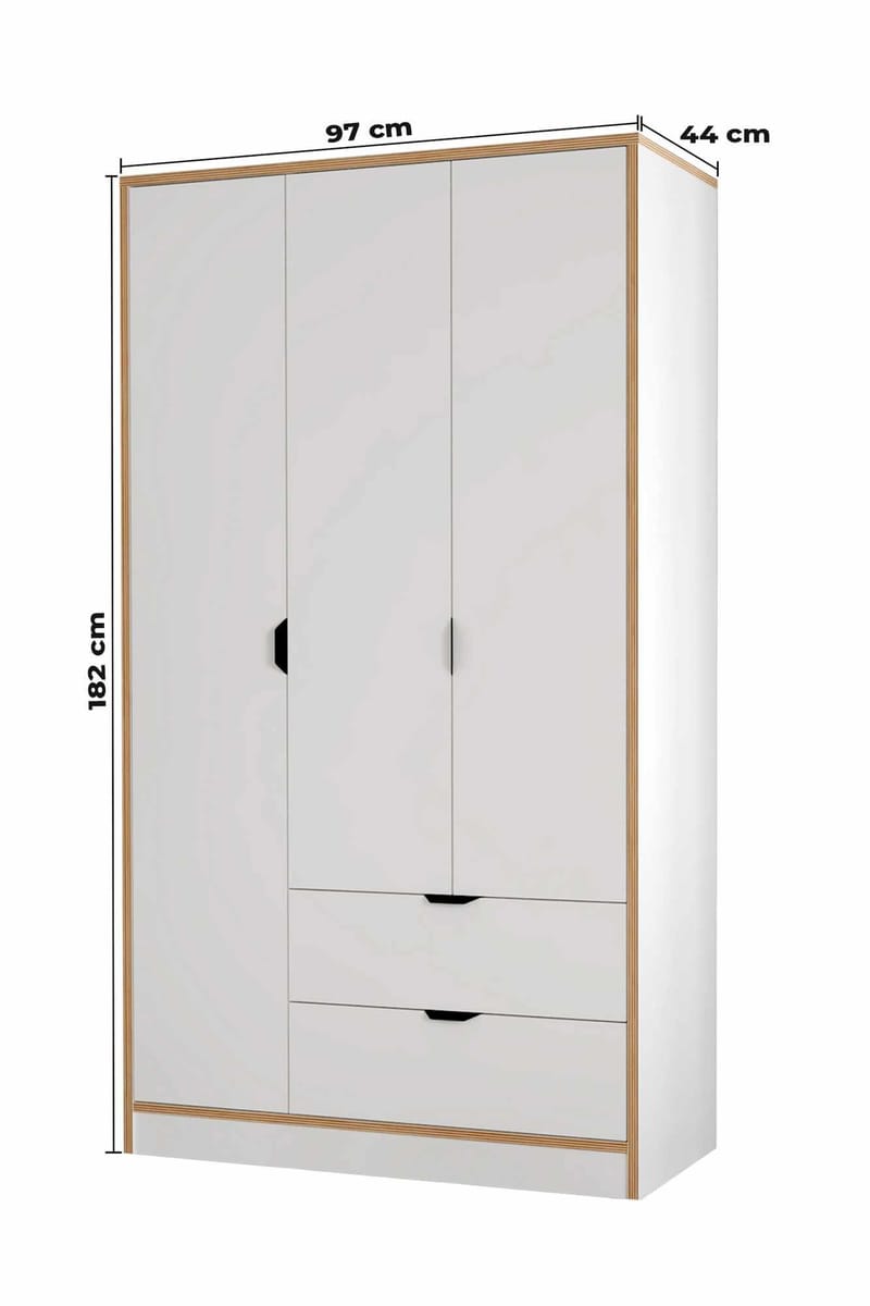 Olyros garderobe 97x182 cm - Hvid - Opbevaring - Tøjopbevaring - Garderobeskabe - Garderobeskab & klædeskab