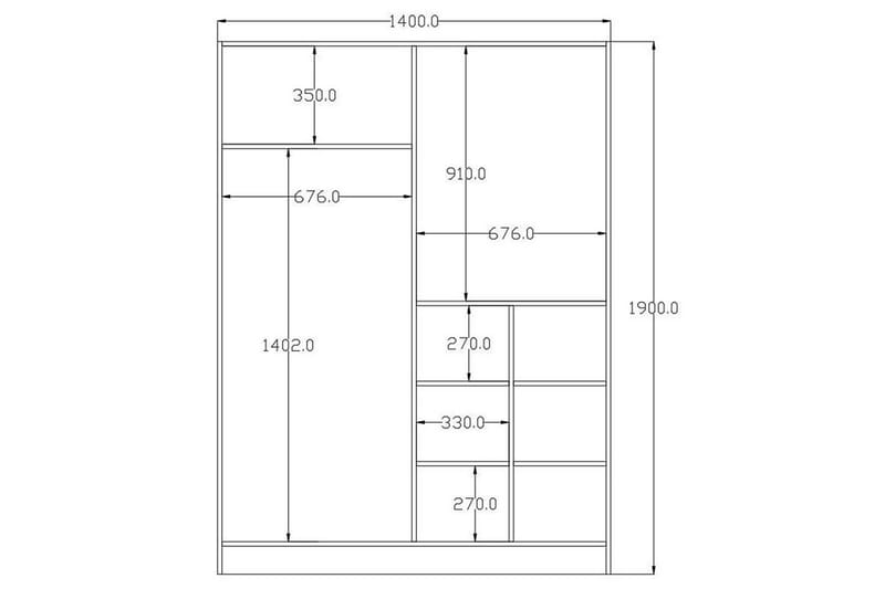 Olyven Garderobe 140x190 cm - Mat Hvid - Opbevaring - Tøjopbevaring - Garderobeskabe