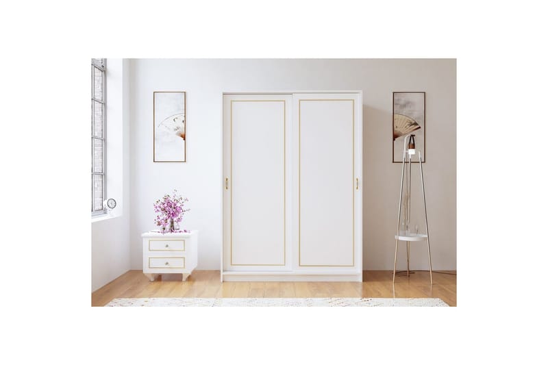 Olyven Garderobe 140x190 cm - Mat Hvid - Opbevaring - Tøjopbevaring - Garderobeskabe