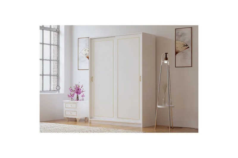Olyven Garderobe 140x190 cm - Mat Hvid - Opbevaring - Tøjopbevaring - Garderobeskabe