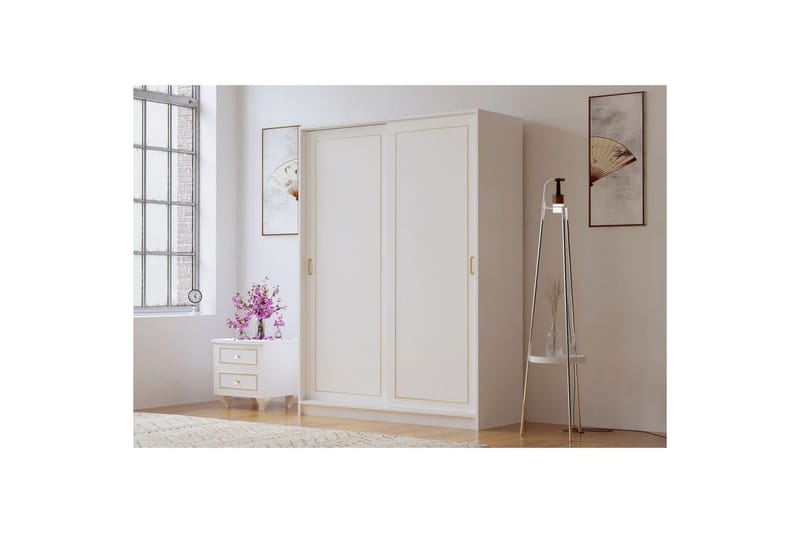 Olyven Garderobe 140x190 cm - Mat Hvid - Opbevaring - Tøjopbevaring - Garderobeskabe
