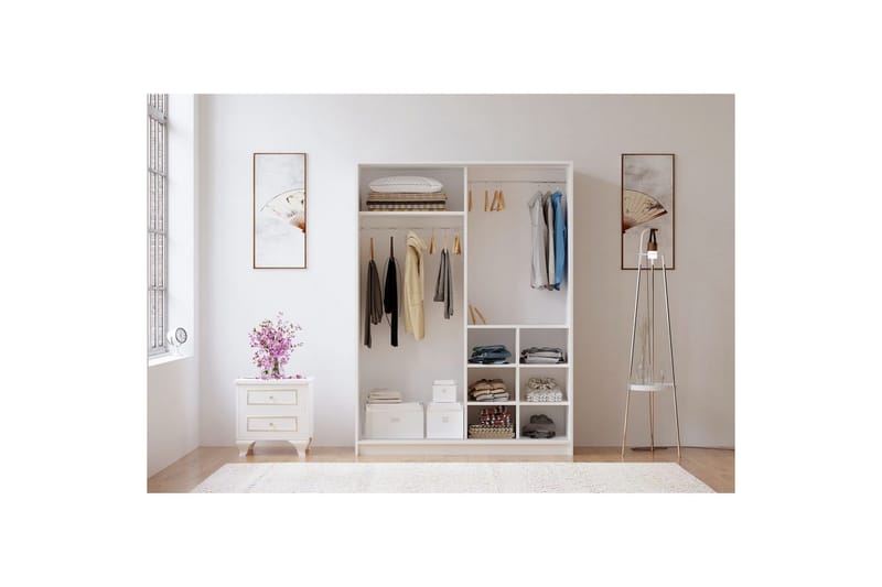 Olyven Garderobe 140x190 cm - Mat Hvid - Opbevaring - Tøjopbevaring - Garderobeskabe