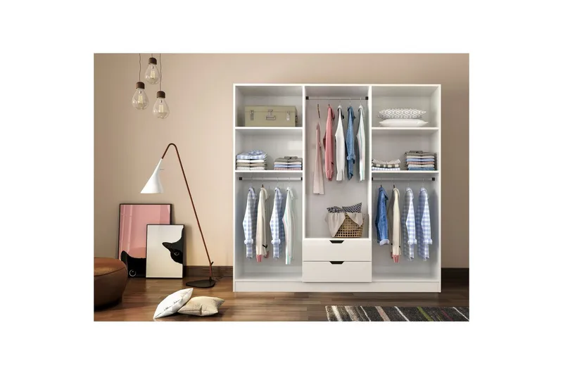 Omrin Garderobe 180x180 cm - Mat Hvid - Opbevaring - Tøjopbevaring - Garderobeskabe