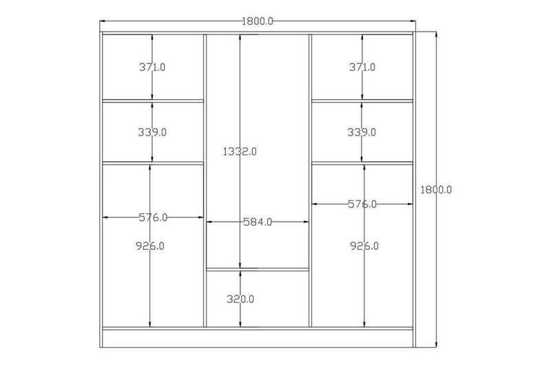Omrin Garderobe 180x180 cm - Mat Hvid - Opbevaring - Tøjopbevaring - Garderobeskabe