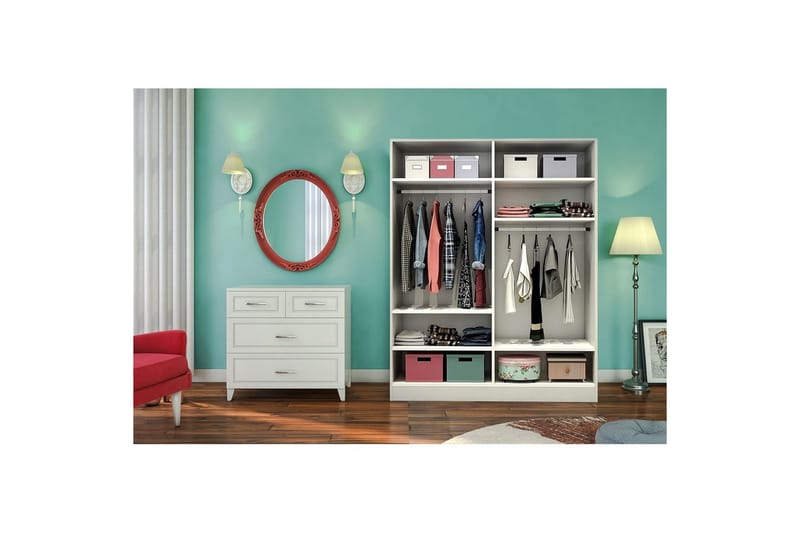 Orlenis Garderobe 140x184 cm - Mat Hvid - Opbevaring - Tøjopbevaring - Garderobeskabe