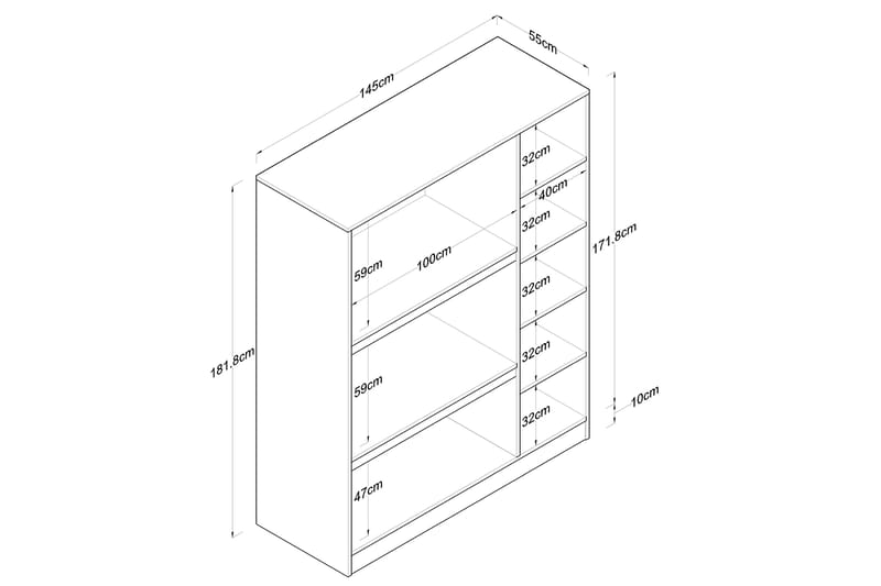Ostin Garderobe 55x145 cm - Hvid - Opbevaring - Tøjopbevaring - Garderobeskabe