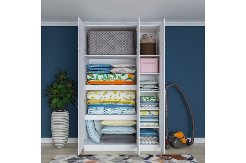 Ostin Garderobe 6 Skab 55x145 cm - Hvid - Opbevaring - Tøjopbevaring - Garderobeskabe