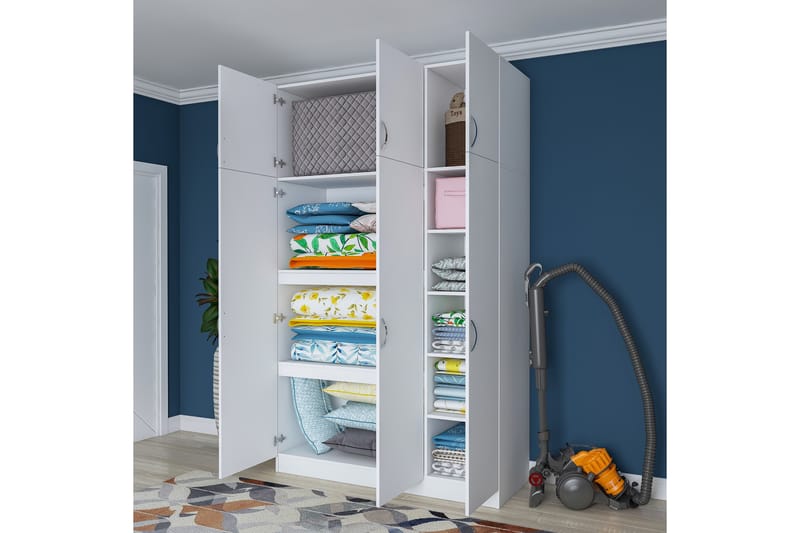 Ostin Garderobe 6 Skab 55x145 cm - Hvid - Opbevaring - Tøjopbevaring - Garderobeskabe