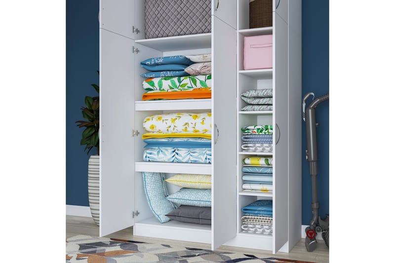 Ostin Garderobe 6 Skab 55x145 cm - Hvid - Opbevaring - Tøjopbevaring - Garderobeskabe