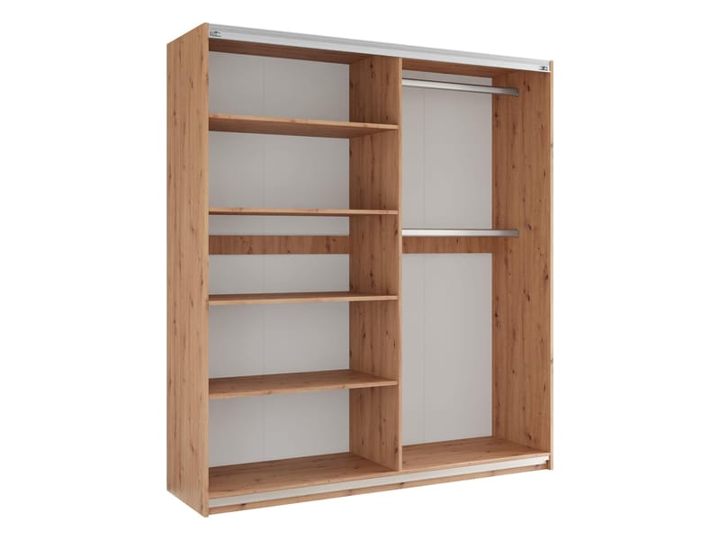 Osval Garderobeskabeskab med spejl 203x215 cm - Brun/Sort - Opbevaring - Tøjopbevaring - Garderobeskabe