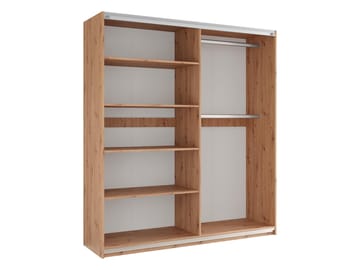 Osval Garderobeskabeskab med spejl 203x215 cm - Hvid/Brun - Opbevaring - Tøjopbevaring - Garderobeskabe