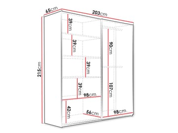 Osval Garderobeskabeskab med spejl 203x215 cm - Hvid/Brun - Opbevaring - Tøjopbevaring - Garderobeskabe