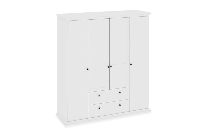 Paris Garderobe 181 cm 4 Låger 2 Skuffer - Hvid - Opbevaring - Tøjopbevaring - Garderobeskabe