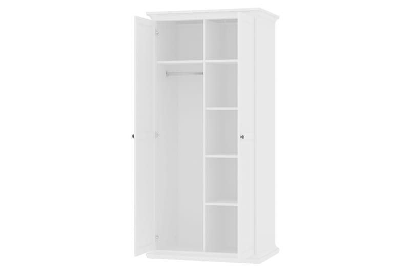 Paris Garderobe 96 cm 2 Låger - Hvid - Opbevaring - Tøjopbevaring - Garderobeskabe