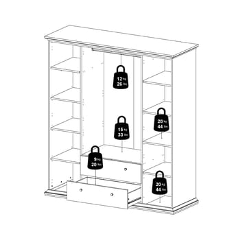 Paris Garderobeskab med 4 døre og 2 skuffer 181x61x201 cm - Opbevaring - Tøjopbevaring - Garderobeskabe - Garderobeskab & klædeskab