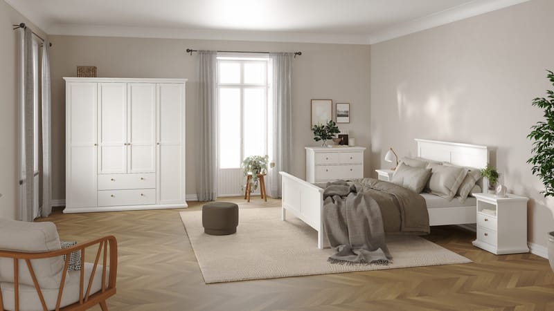 Paris Garderobeskab med 4 døre og 2 skuffer 181x61x201 cm - Opbevaring - Tøjopbevaring - Garderobeskabe - Garderobeskab & klædeskab