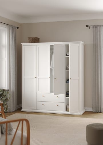 Paris Garderobeskab med 4 døre og 2 skuffer 181x61x201 cm - Opbevaring - Tøjopbevaring - Garderobeskabe - Garderobeskab & klædeskab