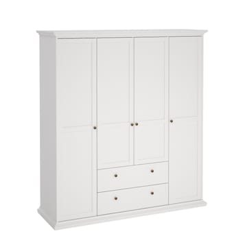 Paris Garderobeskab med 4 døre og 2 skuffer 181x61x201 cm - Opbevaring - Tøjopbevaring - Garderobeskabe - Garderobeskab & klædeskab