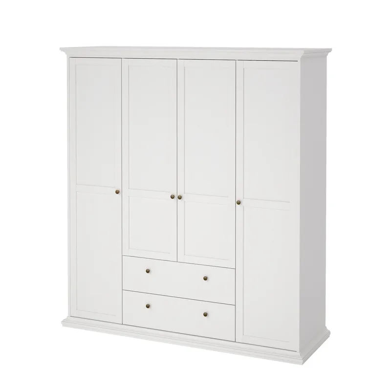 Paris Garderobeskab med 4 døre og 2 skuffer 181x61x201 cm, undefined