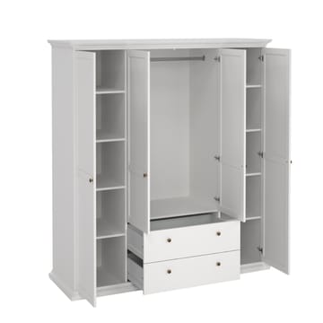 Paris Garderobeskab med 4 døre og 2 skuffer 181x61x201 cm - Opbevaring - Tøjopbevaring - Garderobeskabe - Garderobeskab & klædeskab