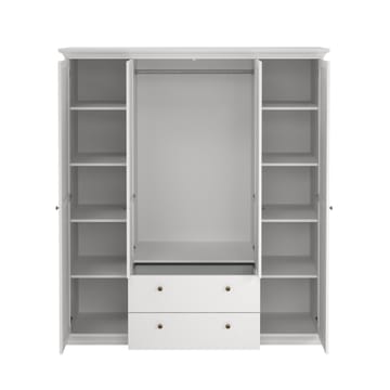 Paris Garderobeskab med 4 døre og 2 skuffer 181x61x201 cm - Opbevaring - Tøjopbevaring - Garderobeskabe - Garderobeskab & klædeskab