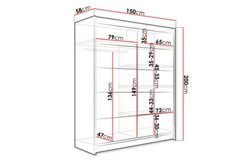 Pickering Garderobe 150x200 cm - Beige - Opbevaring - Tøjopbevaring - Garderobeskabe